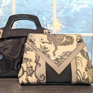 Limited Edition Vintage Ferragamo Print Canvas Acrylic Handle Bag